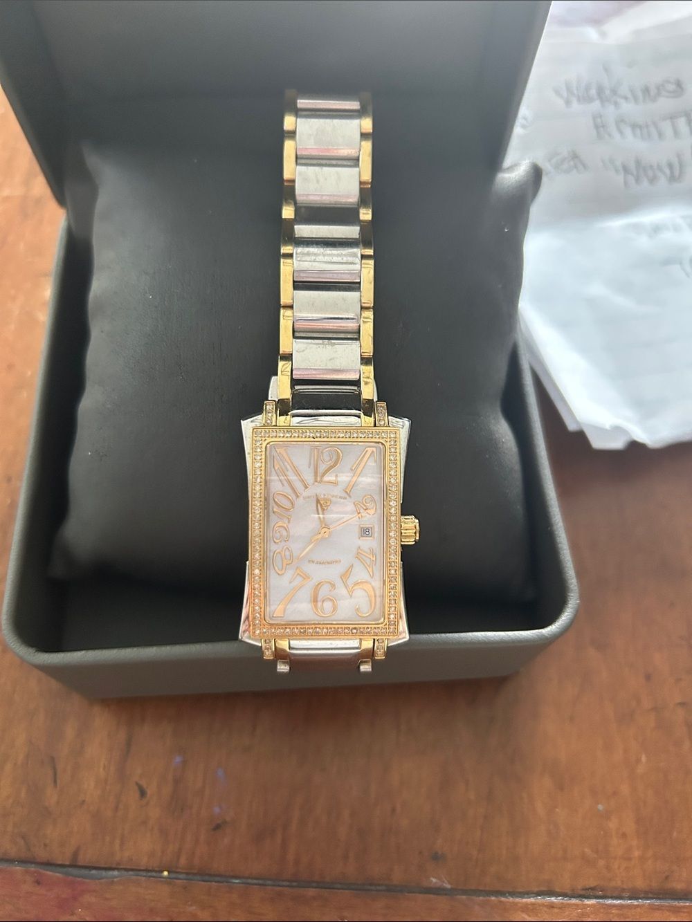 Swiss Legend Two-Tone Gold and Silver Rectangular Women's Watch